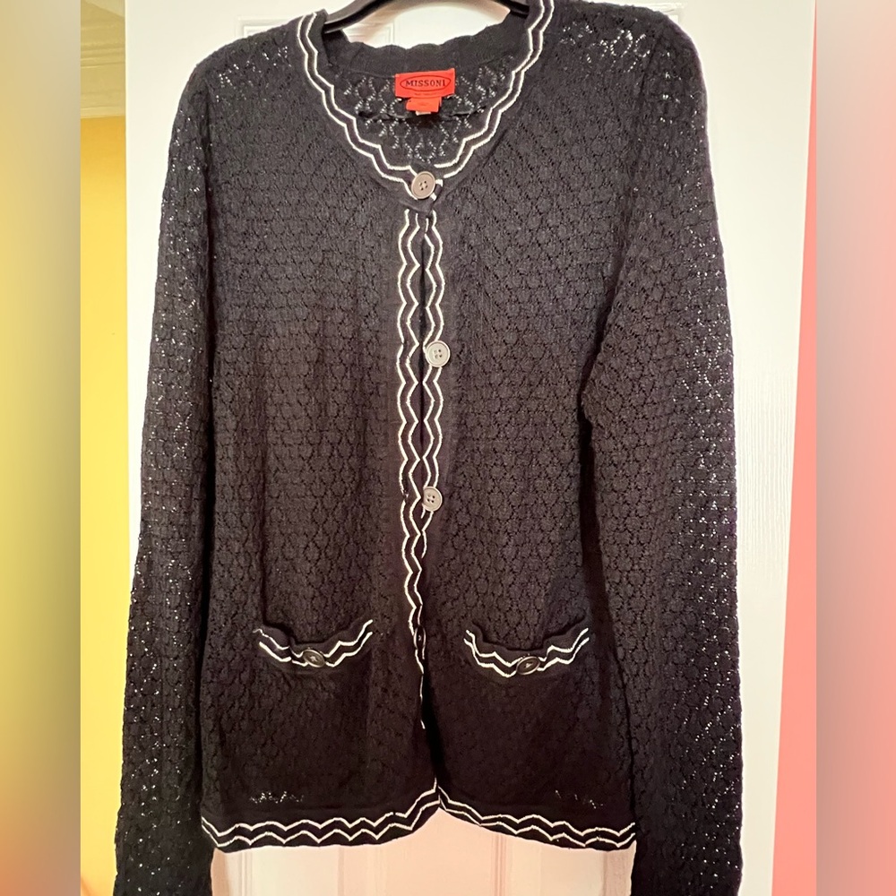 Missoni for Target Black Cardigan with White trim Size L